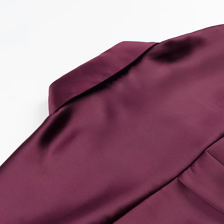 Damen nan fließende Satin-Hemdbluse mit dekorativen Zierknöpfen und geradem Schnitt Drune