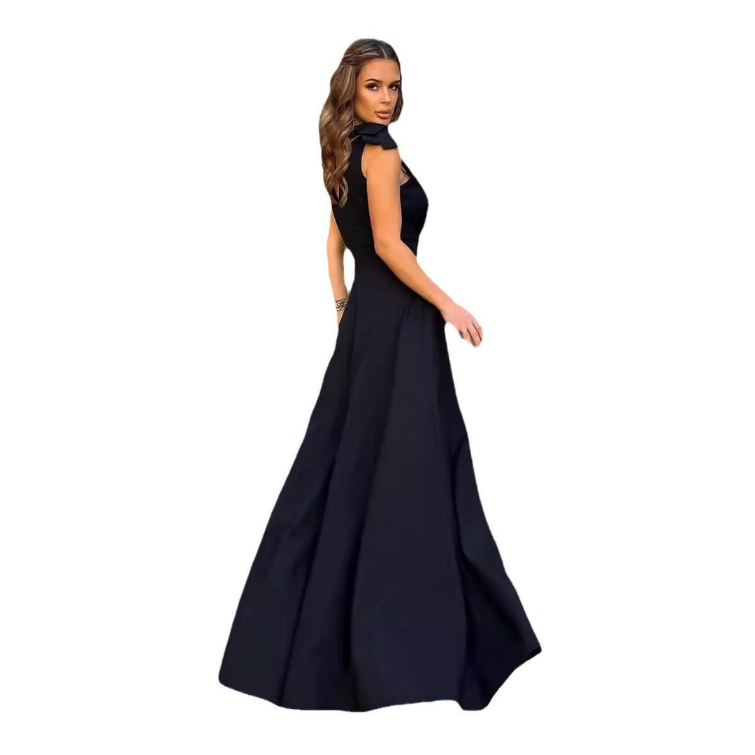 Damen Elegantes Abendkleid mit Hohem Schlitz Drune