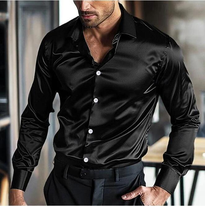 Herren elegante Langarm-Hemd mit komfortablem Schnitt und glänzendem Finish Drune