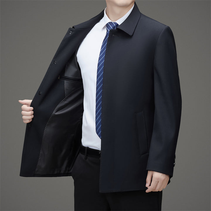Herren eleganter Übergangsblazer mit praktischem Stehkragen und modernen Details Drune
