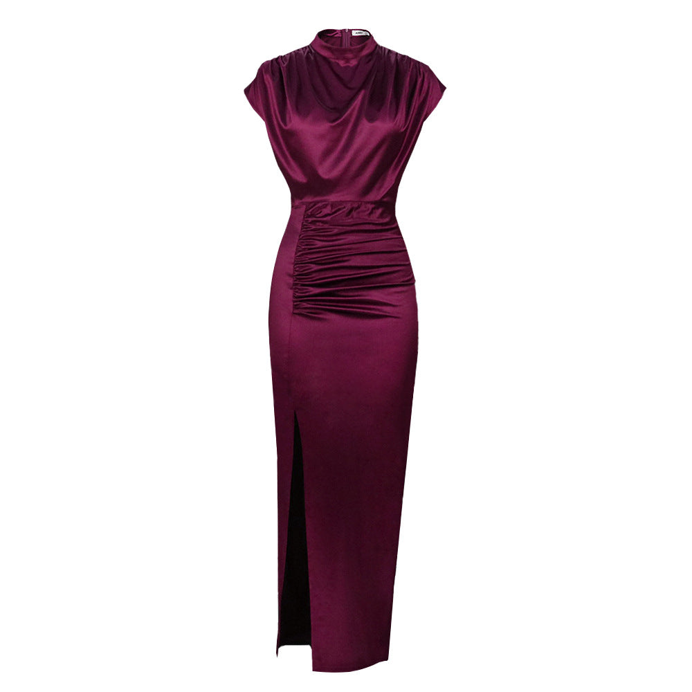 Damen Elegantes Maxikleid mit tiefem Schlitz und raffiniertem Drapierungsdesign Drune