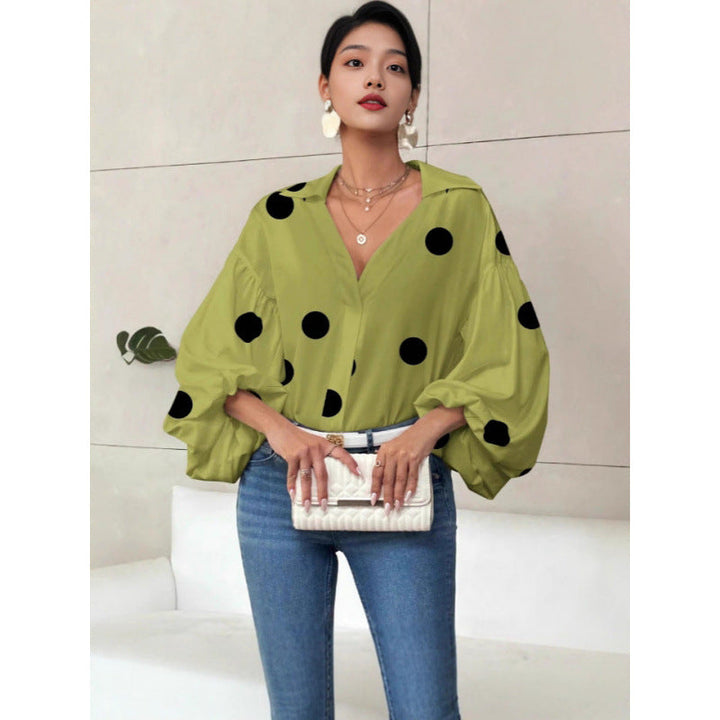 Damen Bluse mit voluminösen Ballonärmeln und elegantem Kragen Drune