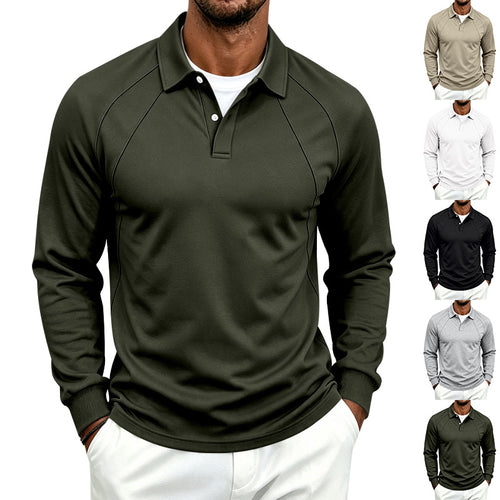 Herren Langarm-Poloshirt mit Raglannähten, Performance-Finish und sportlichem Kragen Drune