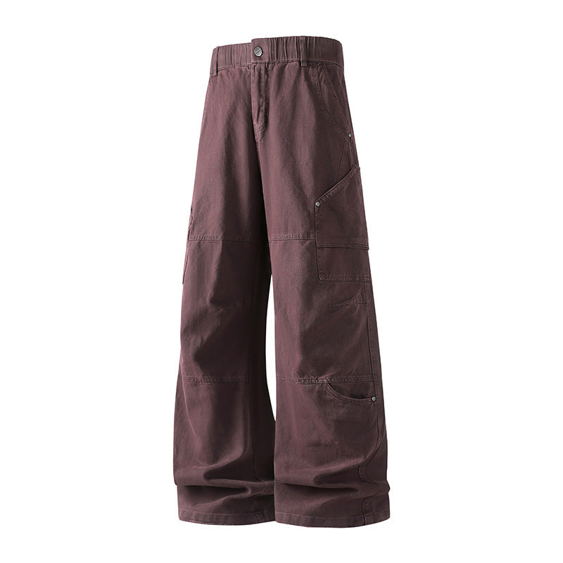 Damen Weite Utility-Cargo-Hose mit elastischem Bund, Multifunktionstaschen und Workwear-Details Drune