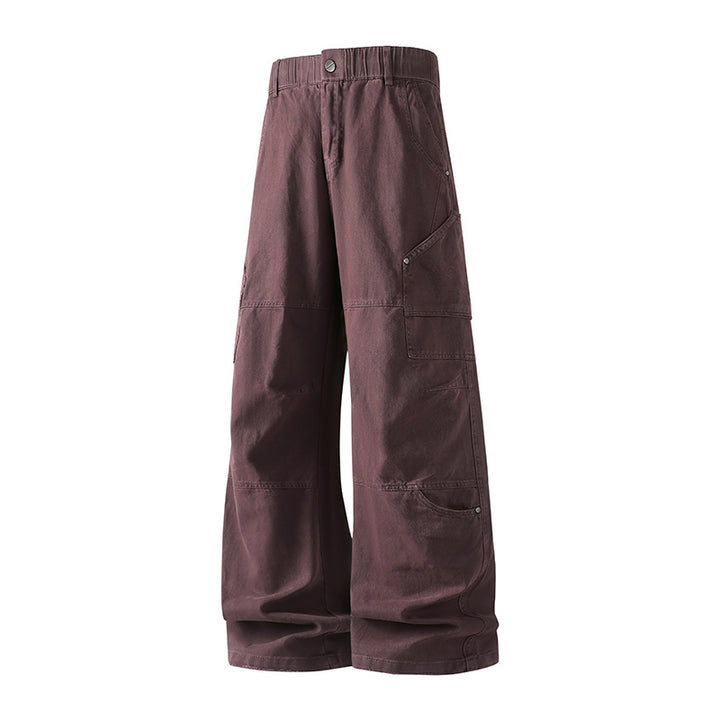 Damen Weite Utility-Cargo-Hose mit elastischem Bund, Multifunktionstaschen und Workwear-Details Drune