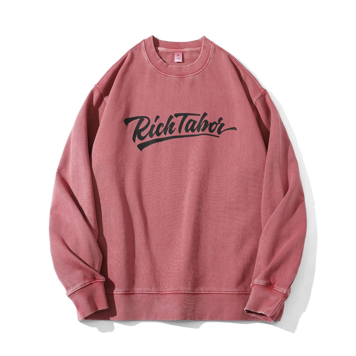 Unisex Locker geschnittener Baumwoll‑Fleece Pullover mit Script‑Logo Drune