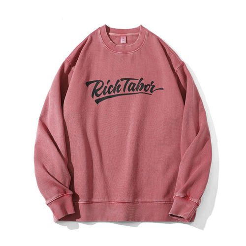 Unisex Locker geschnittener Baumwoll‑Fleece Pullover mit Script‑Logo Drune
