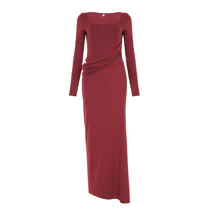 Damen Figurbetontes Maxikleid mit U-Boot-Ausschnitt, seitlicher Raffung und Stretch-Jersey Drune