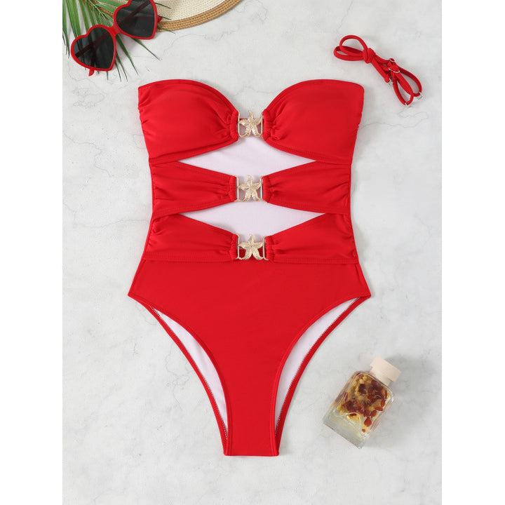 Damen Eleganter und modischer Monokini mit dekorativen Schnallen Drune