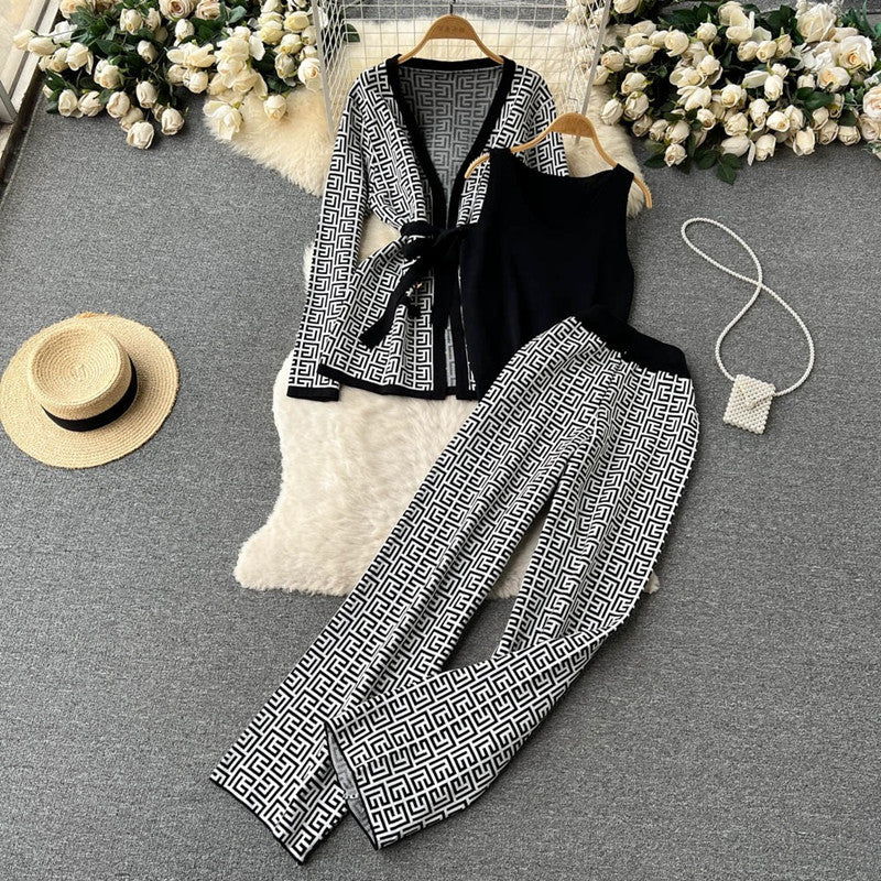 Damen modisches Loungewear-Ensemble mit grafischem Muster und lässigem Schnitt Drune