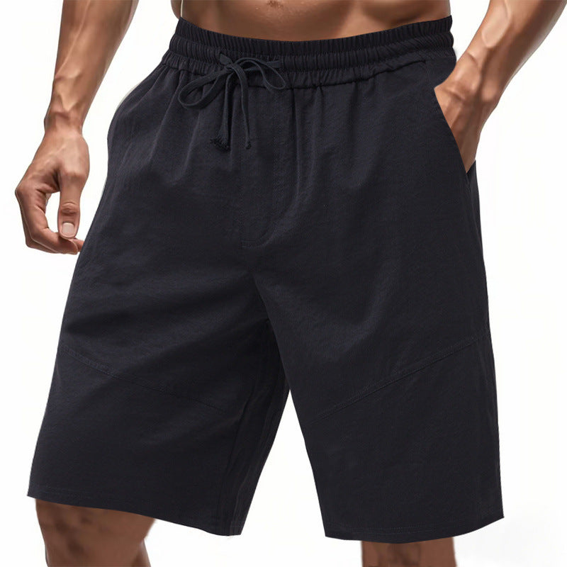 Herren nan knielange Leinenmix-Shorts mit elastischem Kordelzugbund und seitlichen Schubtaschen Drune