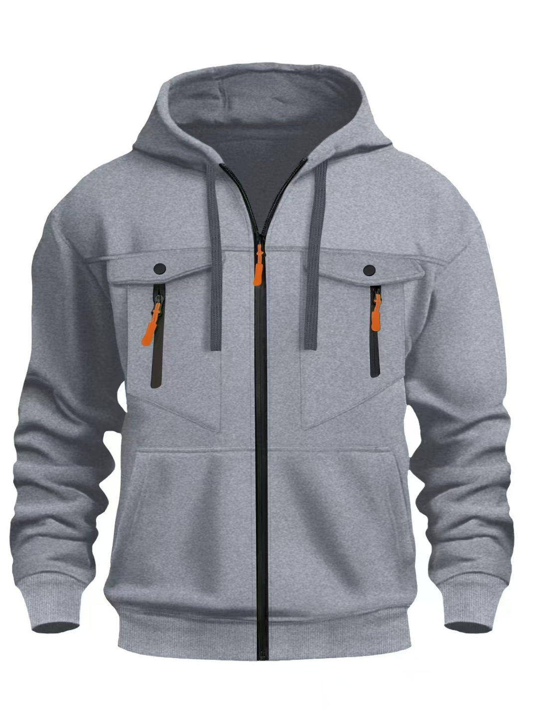 Herren Kapuzen-Sweatjacke mit durchgehendem Reißverschluss, zwei zip-Brusttaschen und ergonomischen Bündchen Drune