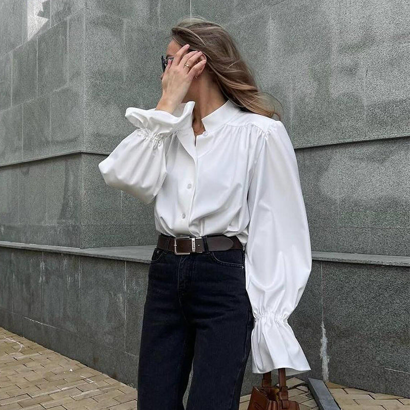 Damen Elegante Bluse mit voluminösen Ärmeln Drune