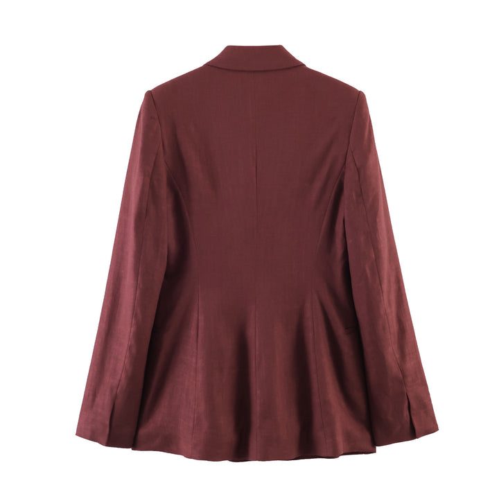 Damen nan taillierter Leinenblazer mit Bindegürtel und Reverskragen Drune