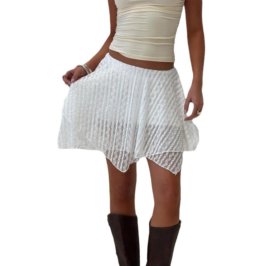 Damen verspielter Spitzenshorts mit asymmetrischem Saum Drune