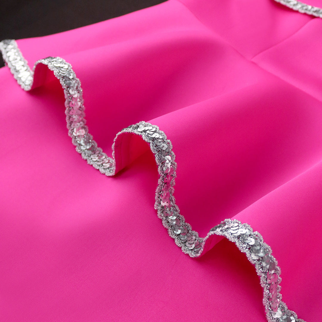 Damen Elegantes Cocktailkleid mit schulterfreiem Volant und funkelnden Akzenten Drune