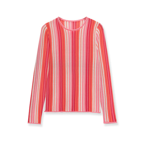 Damen Gestreifter Feinstrick‑Pullover mit Rundhals und Cropped‑Boxy‑Schnitt Drune