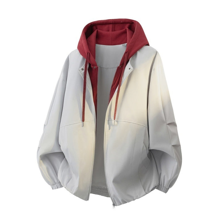 Unisex Oversize-Jacke im Lagenlook mit integrierter Kontrastkapuze und elastischem Saum Drune