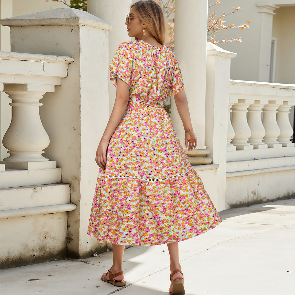 Damen Sommerliches Freizeitkleid mit Rüschendetails Drune