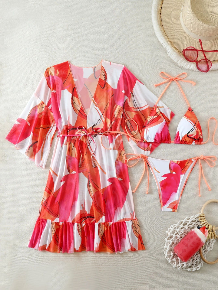 Damen Bikiniset mit floralem Kaftan Drune