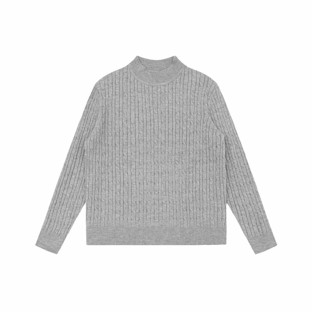 Unisex Grobstrick-Stehkragenpullover mit Zopfmuster Drune
