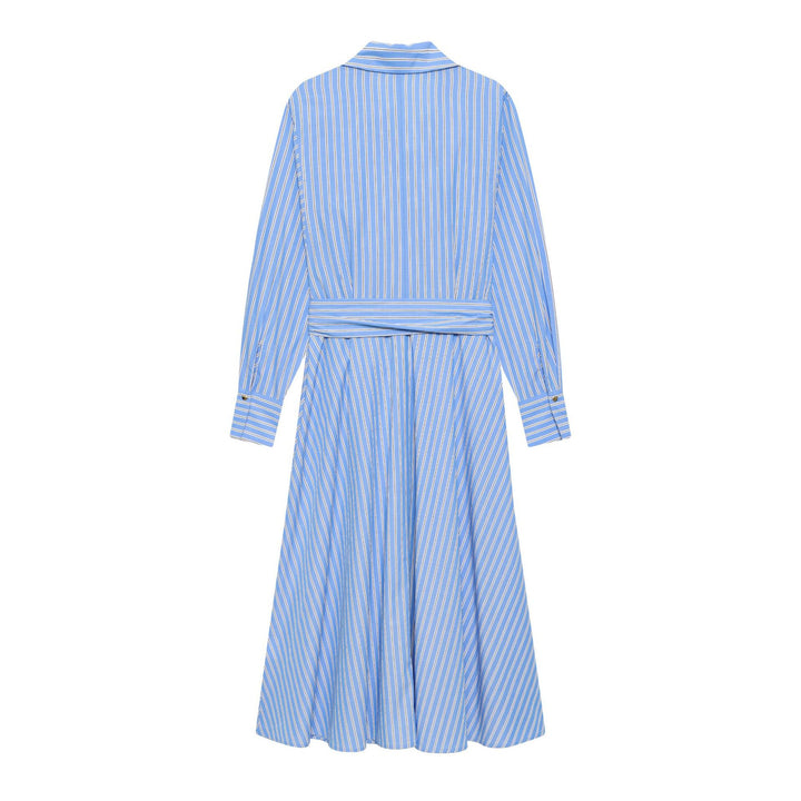 Damen nan gestreiftes Hemdkleid mit Bindegürtel, langen Manschetten und asymmetrischem Zipfelsaum Drune