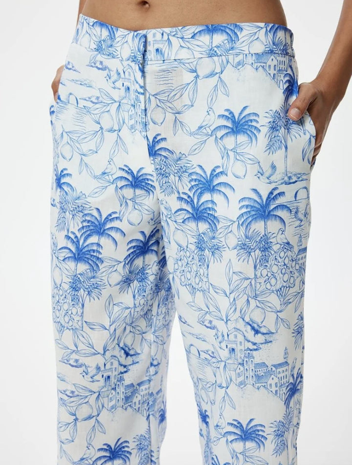 Damen Palazzo-Hose mit floralem Muster und weitem Schnitt Drune