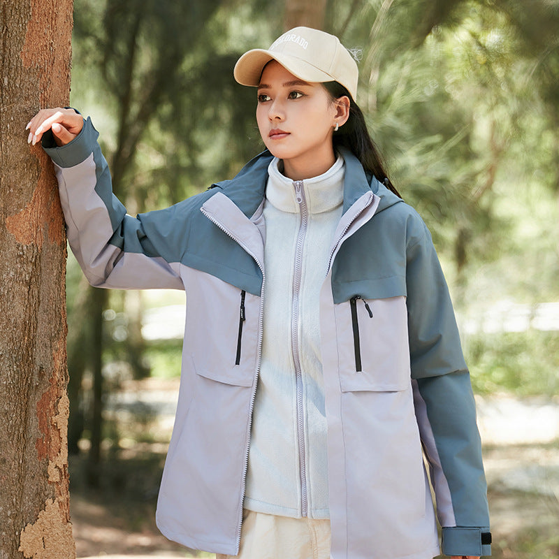 Herren technische Outdoorjacke mit Kapuze, wasserabweisender Membran und multifunktionalen Reißverschlusstaschen Drune