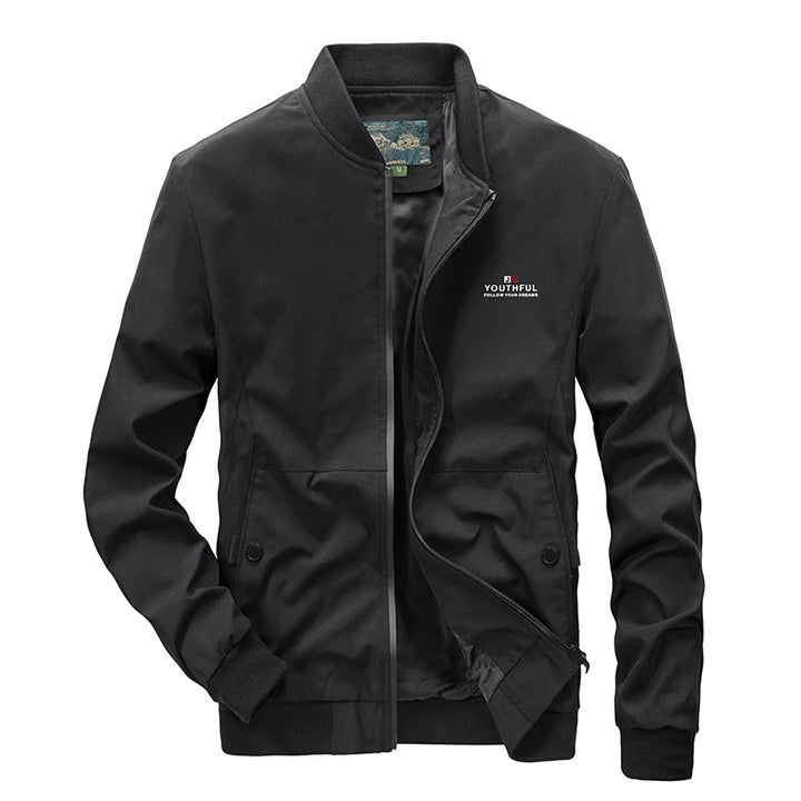 Herren Leichter Bomberblouson im urban-minimalistischen Stil mit Rippbündchen und Reißverschluss Drune