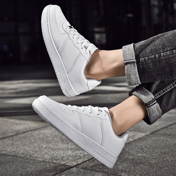 Herren Minimalistischer Low-Top Freizeitleder-Sneaker mit gepolstertem Knöchelkragen und rutschfester Profilsohle Drune