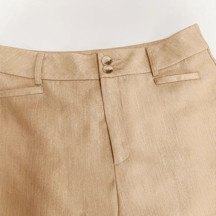 Drune | Elegante und komfortable High-Waist-Hose mit dekorativen Knöpfen