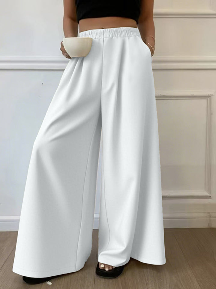 Damen Palazzo‑Hose mit hohem Elastikbund, weitem Bein und Seitentaschen Drune