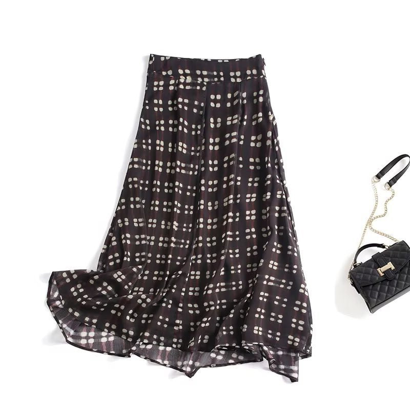 Damen Fließender Maxirock aus Chiffon mit geometrischem Allover‑Print und hoher Taille Drune