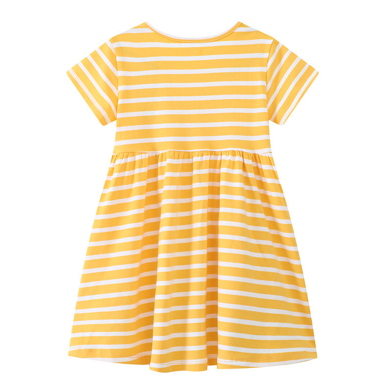 Mädchen Freizeitkleid mit gestreiftem Design und zauberhaften Hasen-Applikationen Drune