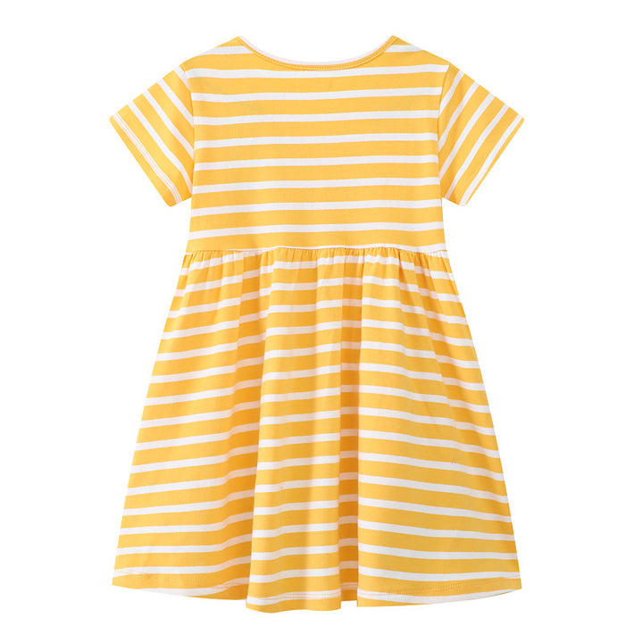 Mädchen Freizeitkleid mit gestreiftem Design und zauberhaften Hasen-Applikationen Drune