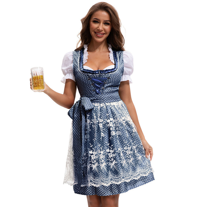 Damen nan traditionelles Dirndl mit Spitzen-Schürze und Herzausschnitt Drune