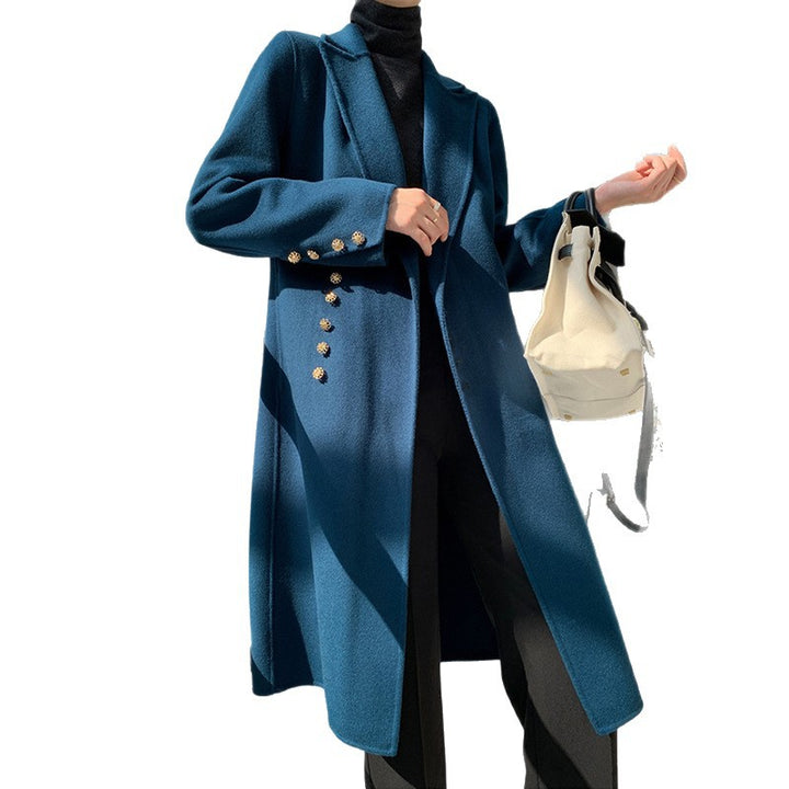 Damen Eleganter Wolle Trenchcoat Drune