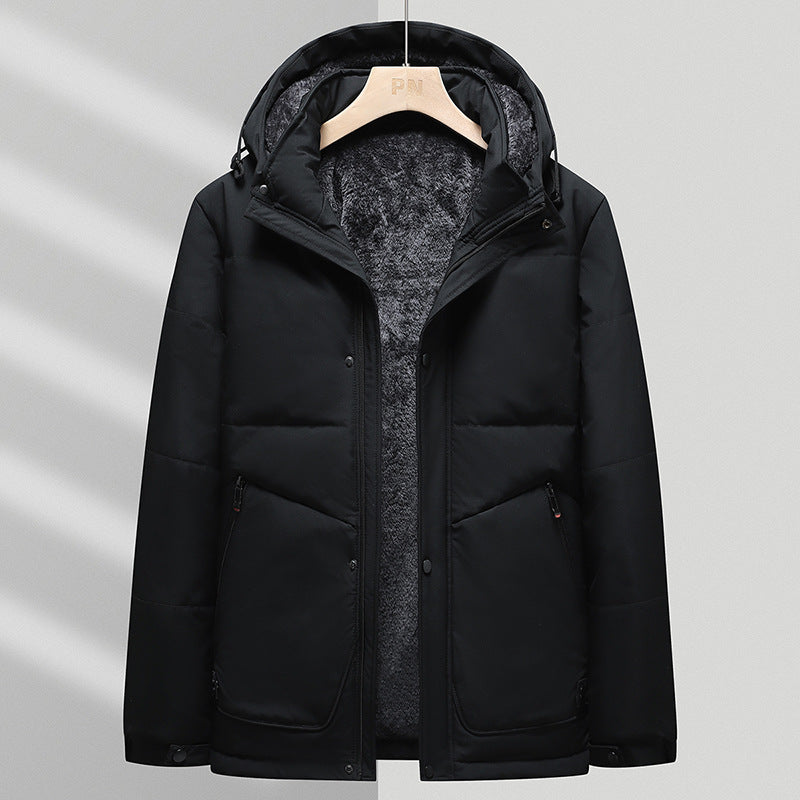 Herren Thermo‑Steppjacke mit weichem Teddyfutter, integrierter Kapuze & verdecktem Zwei‑Wege‑Reißverschluss Drune