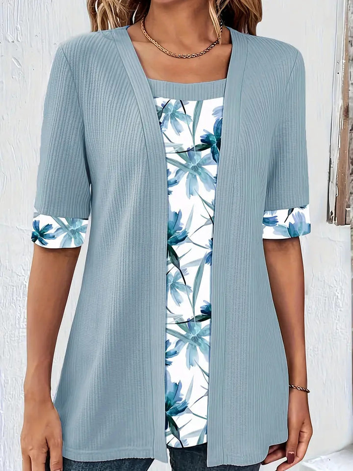 Damen lässige Cardigan mit floralem Innenfutter Drune