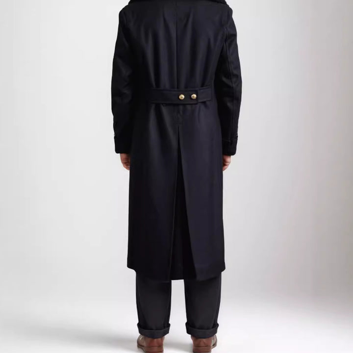 Herren Eleganter Doppelreihiger Wollmantel mit weitem Revers Drune