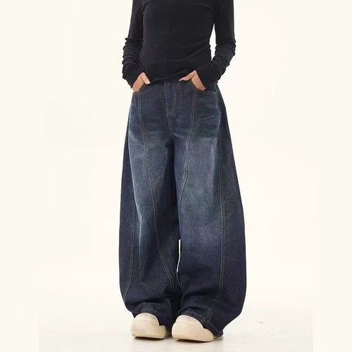 Damen Weitgeschnittene Denim-Hose Drune