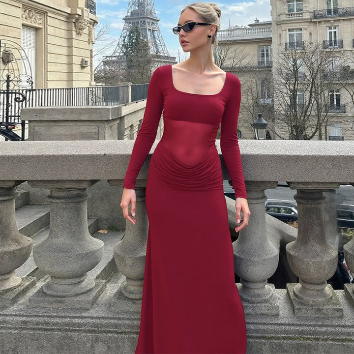 Damen Elegantes Maxikleid mit figurformendem Schnitt und Raffung Drune