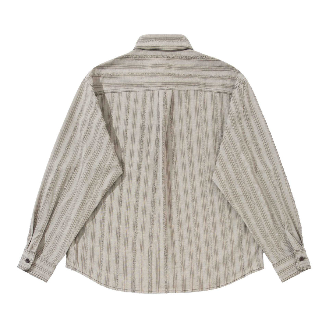 Herren lockeres gestreiftes Overshirt im Hemdjacken‑Stil mit Brusttaschen und abgerundetem Saum Drune