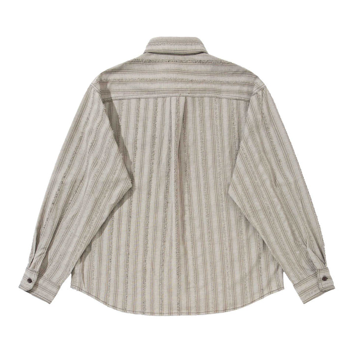 Herren lockeres gestreiftes Overshirt im Hemdjacken‑Stil mit Brusttaschen und abgerundetem Saum Drune