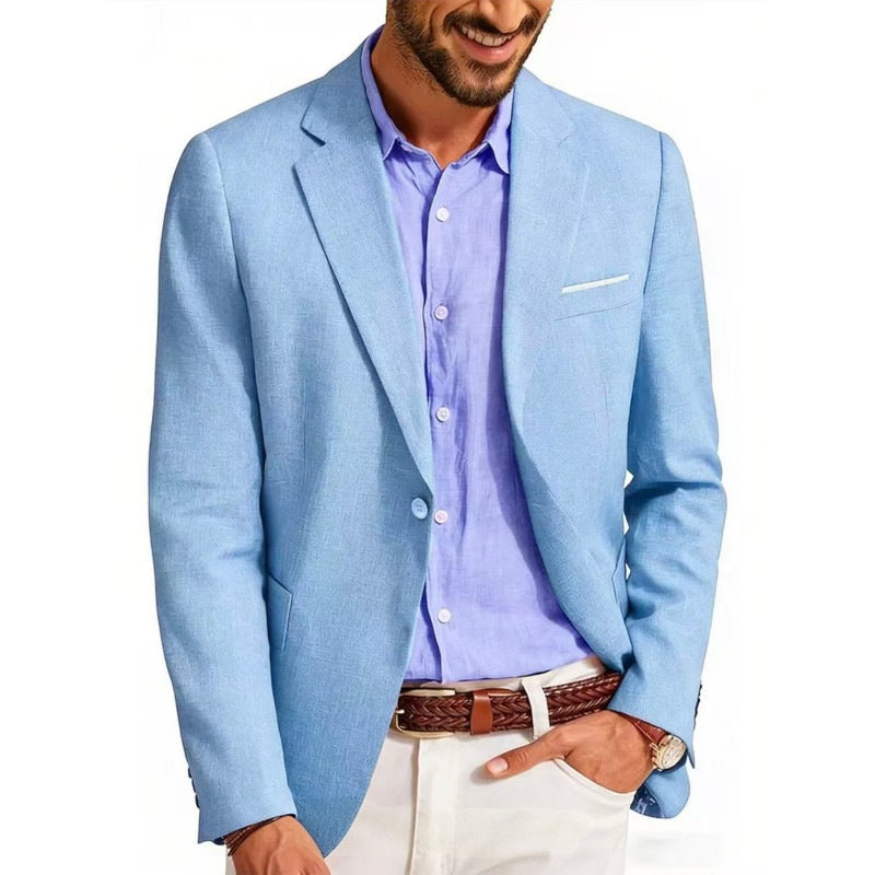 Herren Sommerliches Leinen-Blazer-Sakko mit atmungsaktivem Gewebe und taillierter Passform Drune