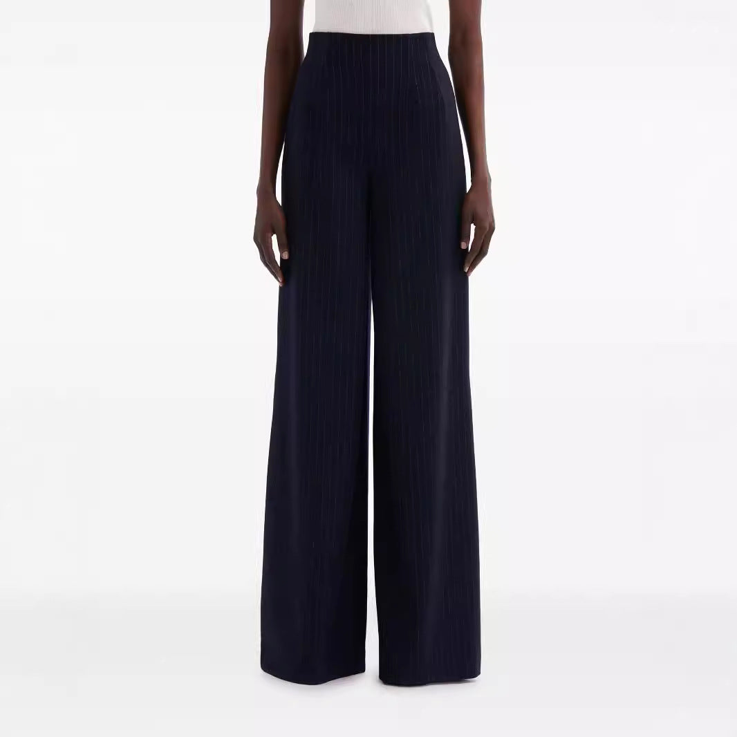 Damen Hochtaillierte Plissee‑Palazzohose mit weitem Bein Drune