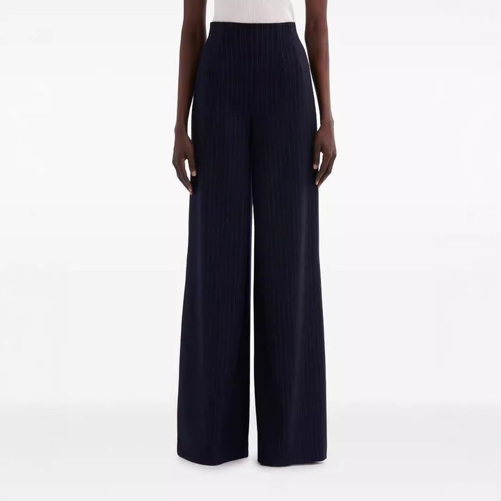 Damen Hochtaillierte Plissee‑Palazzohose mit weitem Bein Drune