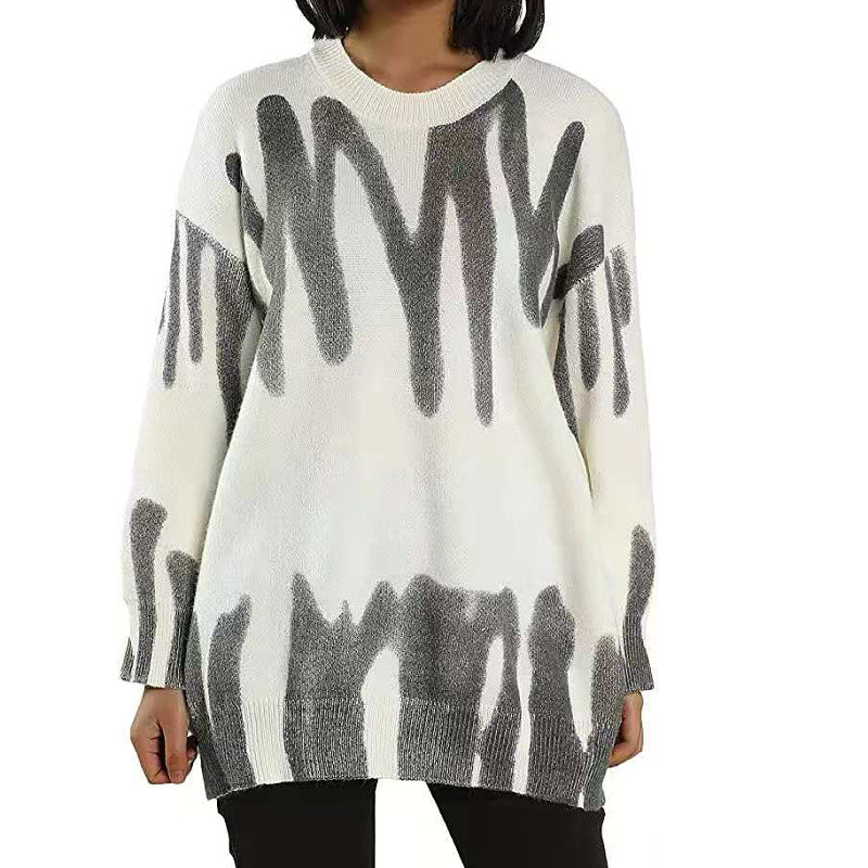 Damen modischer Oversized-Pullover mit einzigartigem Farbverlauf Drune