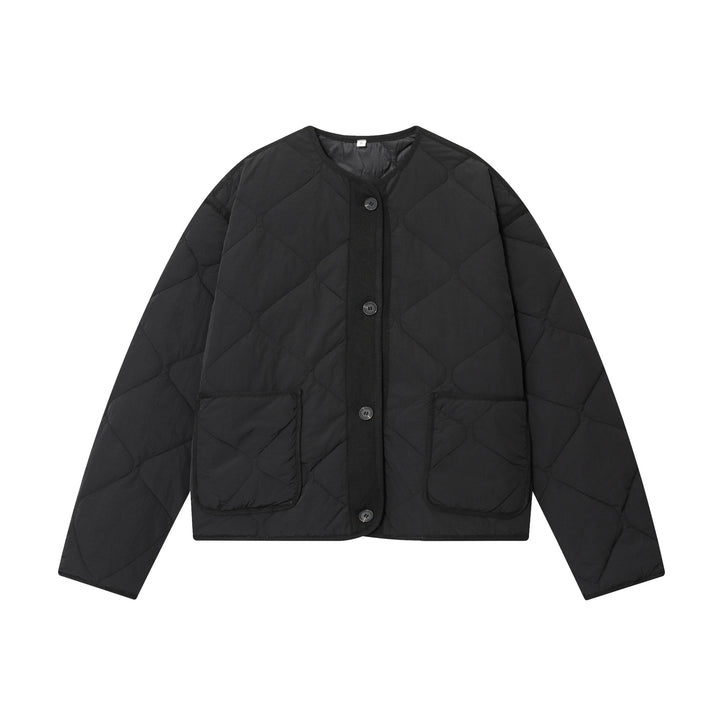 Damen nan gesteppte Cardigan‑Jacke mit Rautenstepp, Rundhals und aufgesetzten Taschen Drune