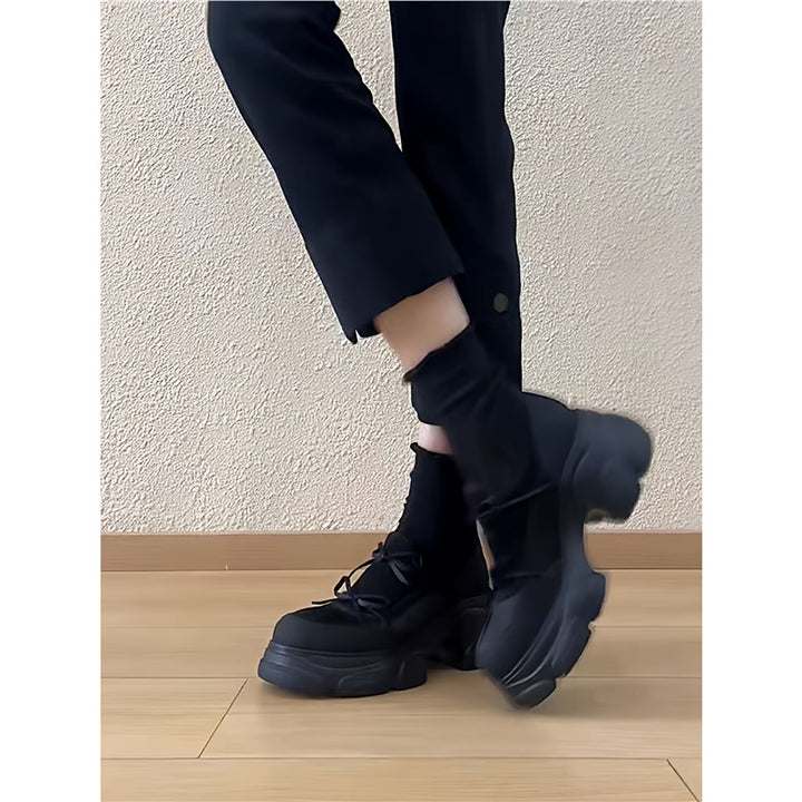 Damen Skulpturale Plateau‑Sneaker mit überhöhter Chunky‑Sohle und dekorativem Schleifenriemen Drune